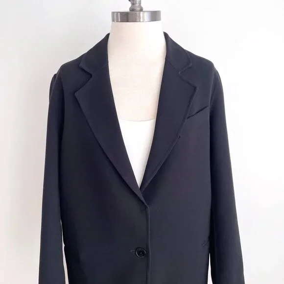 Sandro Paris Long Black Coat Single Breasted 1-Button Size 8 Medium / Large - Picture 6 of 14